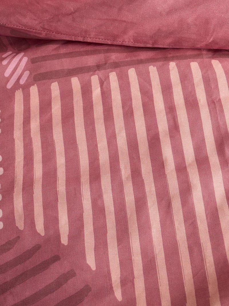 Parure de lit imprimé Graphique Coton SUNSHINE ROWAN Rose - Kiabi
