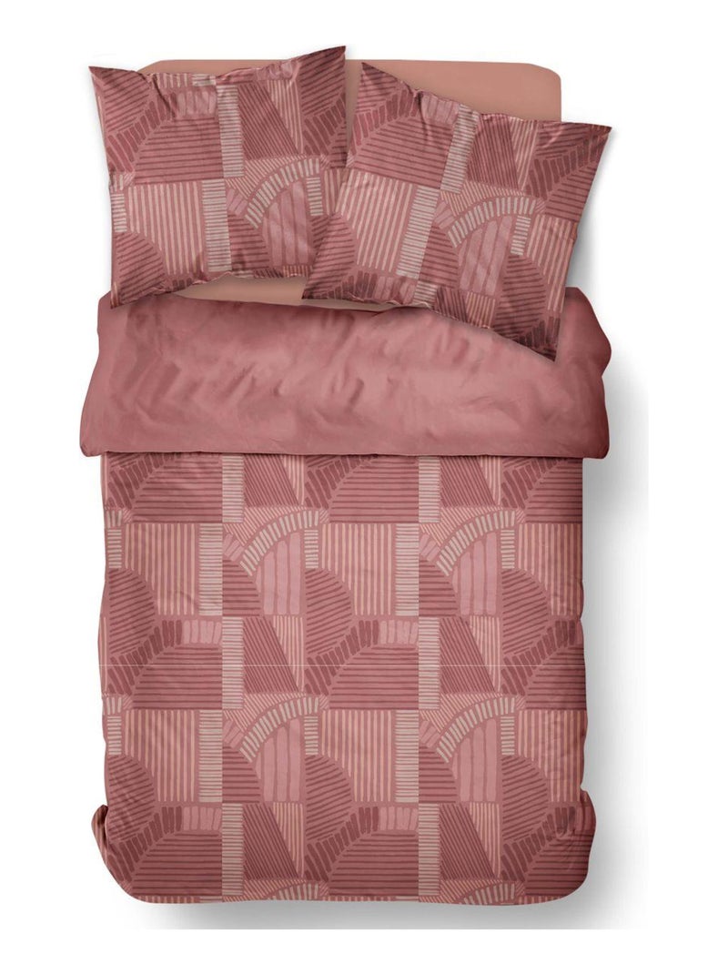 Parure de lit imprimé Graphique Coton SUNSHINE ROWAN Rose - Kiabi