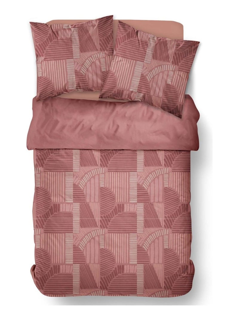 Parure de lit imprimé Graphique Coton SUNSHINE ROWAN Rose - Kiabi