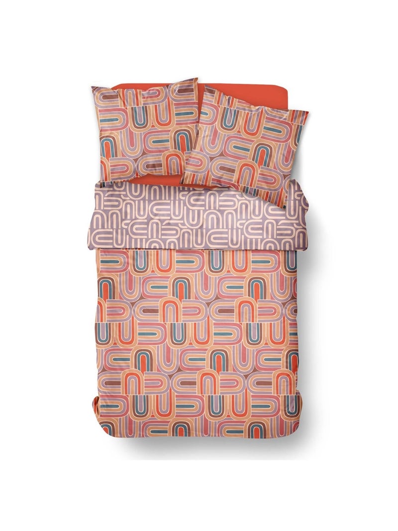 Parure de lit imprimé Graphique coton SUNSHINE SINA Rose - Kiabi