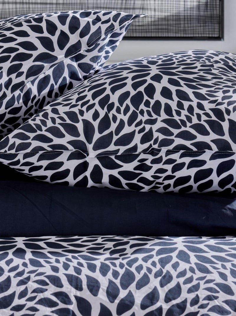 Parure de lit imprimé Graphique Coton SUNSHINE SOFIA Bleu marine - Kiabi