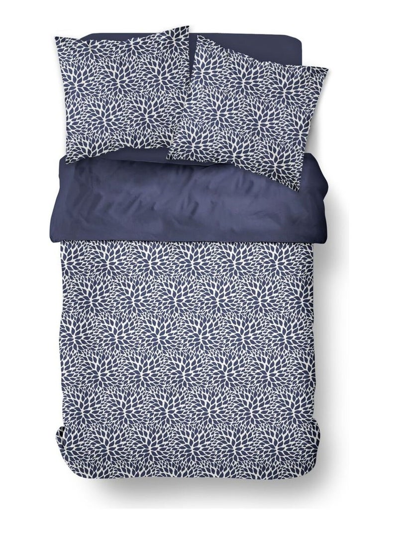 Parure de lit imprimé Graphique Coton SUNSHINE SOFIA Bleu marine - Kiabi