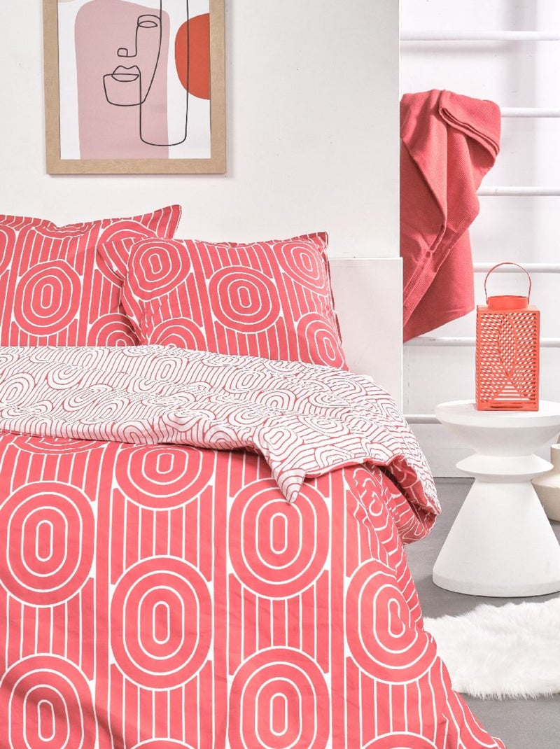 Parure de lit imprimé Graphique coton SUNSHINE VAL Rouge - Kiabi