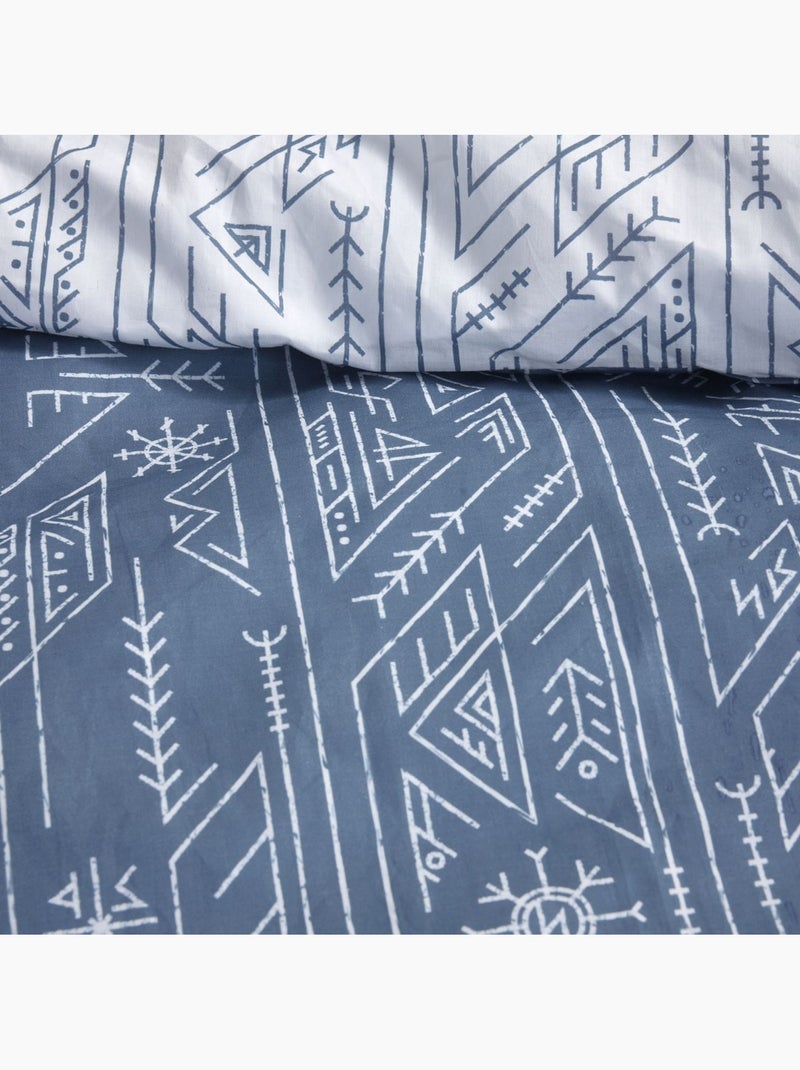Parure de lit imprimé Graphique coton SUNSHINE VICTOR Blanc - Kiabi