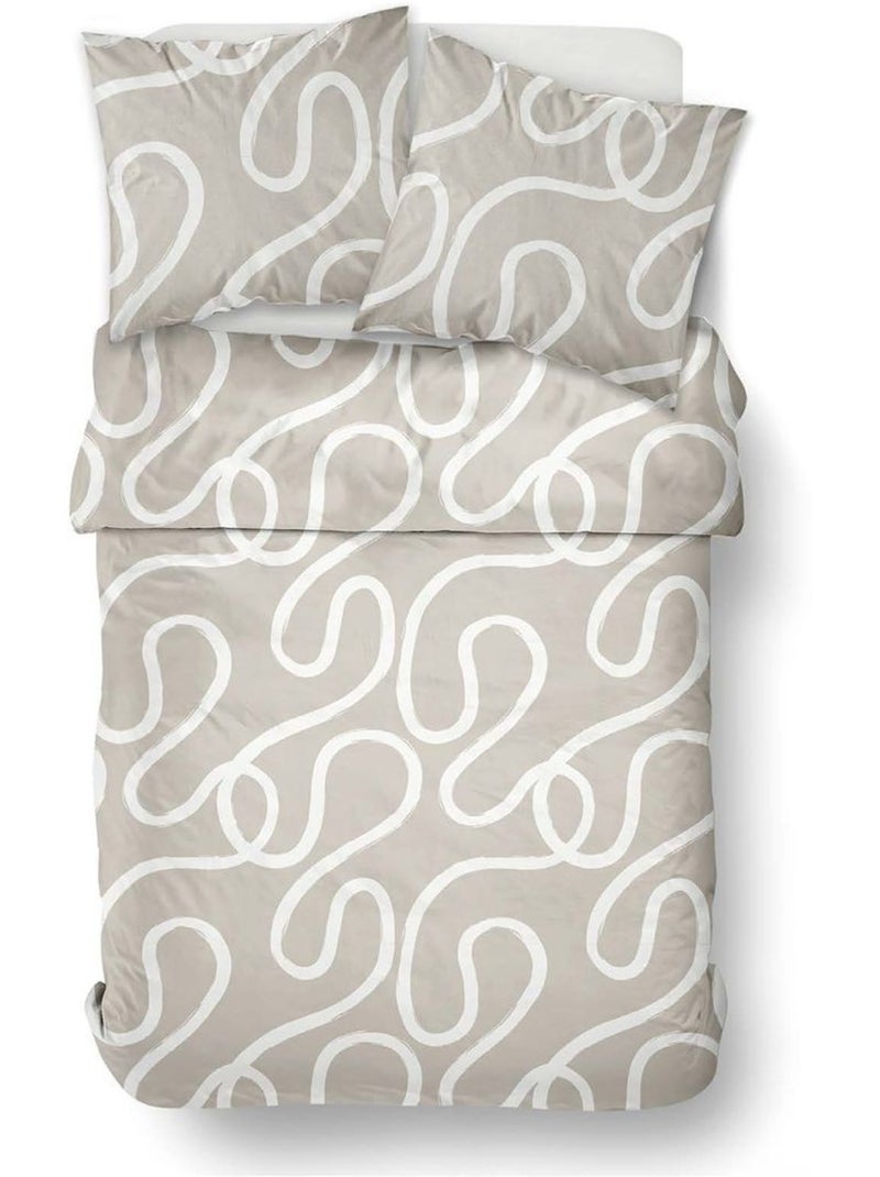 Parure de lit imprimé Graphique SUNSHINE EDMOND Beige - Kiabi