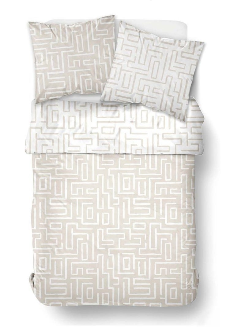 Parure de lit imprimé Graphique SUNSHINE GUSTAVE Beige - Kiabi