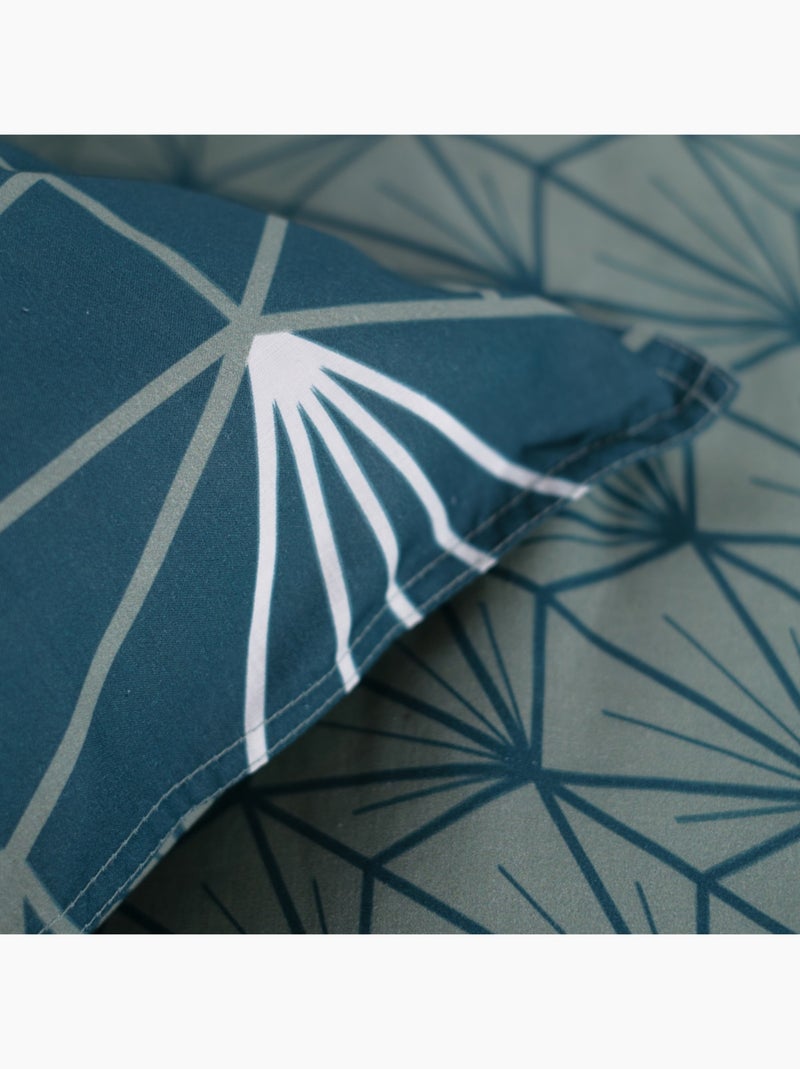Parure de lit imprimé imprimé Géométrique coton SUNSHINE NICKY Bleu - Kiabi