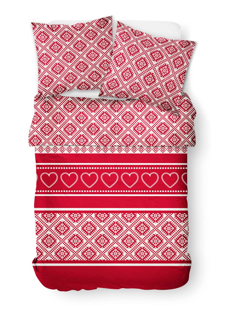 Parure de lit imprimé imprimé Graphique coton FLANELLE Rouge - Kiabi