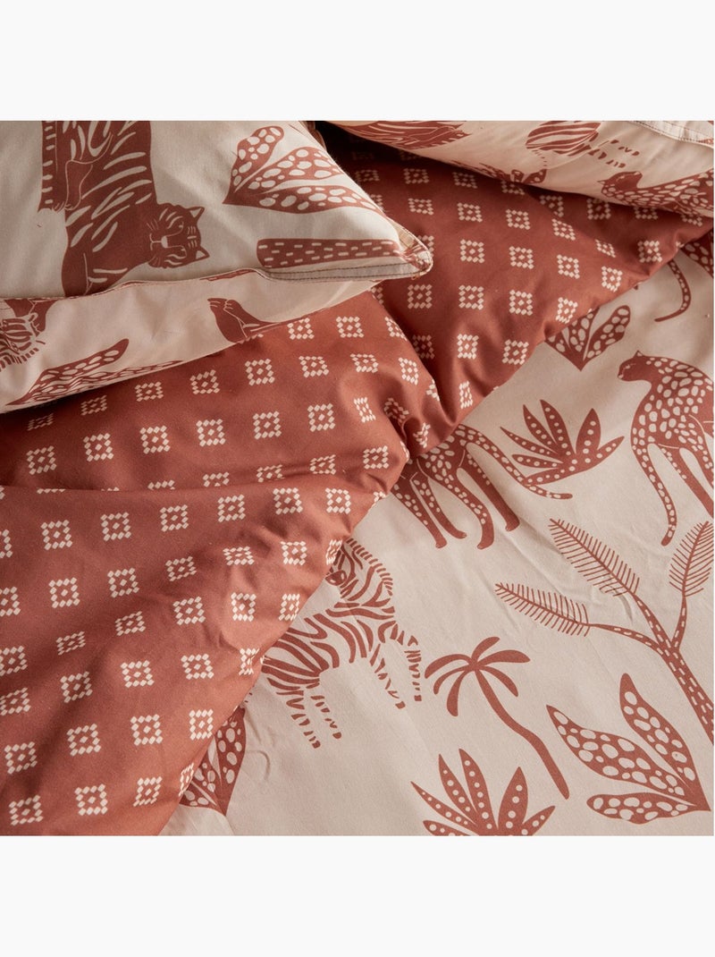 Parure de lit imprimé Jungle SUNSHINE BARNABE Rouge - Kiabi