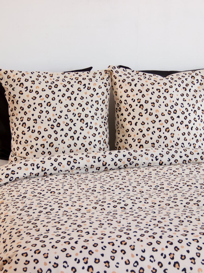 Parure de lit imprimé léopard - 2 personnes Beige - Kiabi