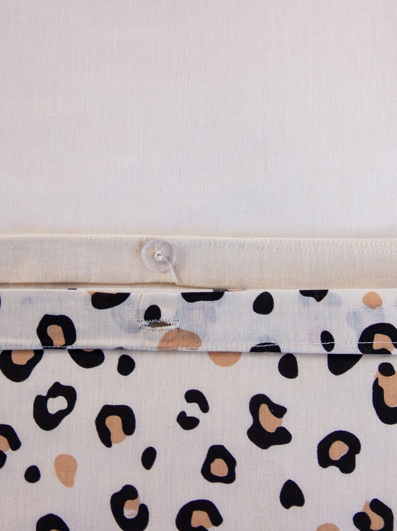 Parure de lit imprimé léopard - 2 personnes Beige - Kiabi