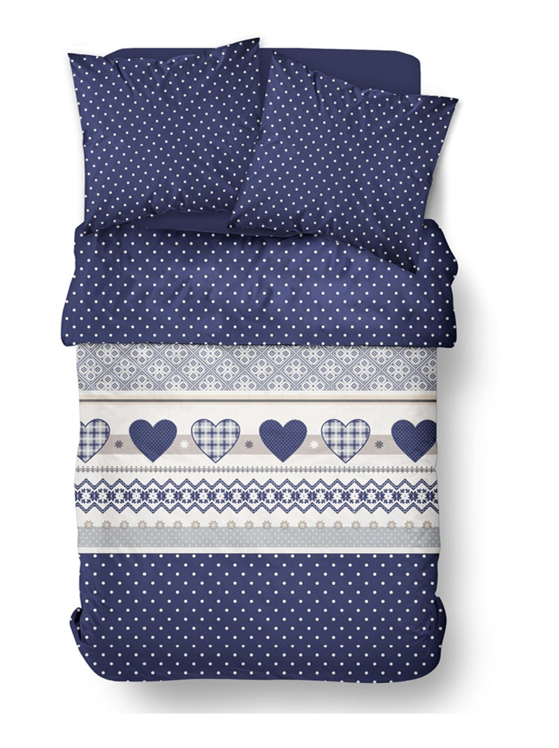 Parure de lit imprimé Pois coton FLANELLE Bleu - Kiabi
