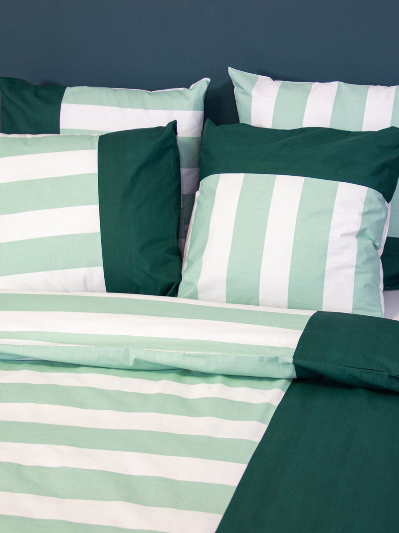 Parure de lit imprimé rayé Vert - Kiabi