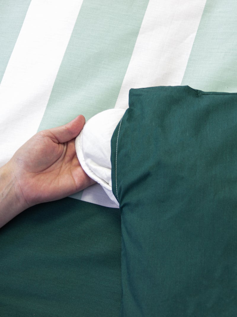 Parure de lit imprimé rayé Vert - Kiabi