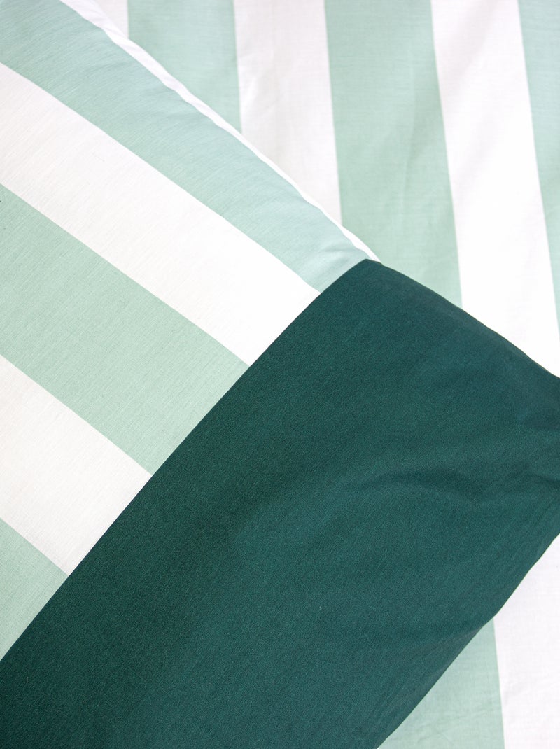 Parure de lit imprimé rayé Vert - Kiabi