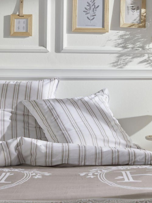 Parure de lit imprimé rayures coton CHARME - Kiabi