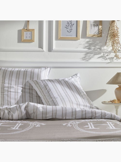 Parure de lit imprimé rayures coton CHARME - Kiabi