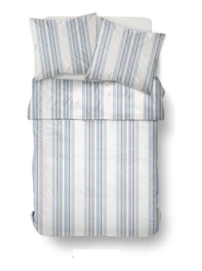 Parure de lit imprimé Rayures Coton SUNSHINE JEAN Blanc - Kiabi