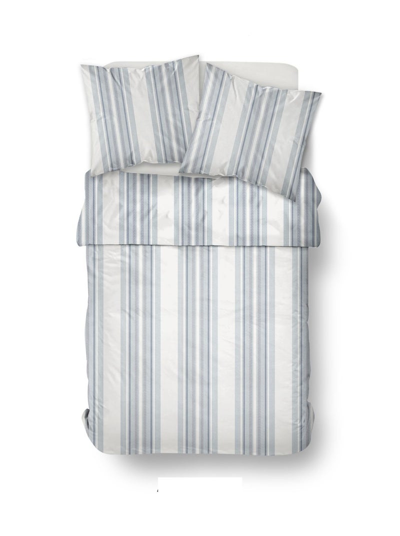 Parure de lit imprimé Rayures Coton SUNSHINE JEAN Blanc - Kiabi