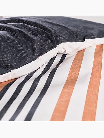 Parure de lit imprimé rayures coton SUNSHINE LOUIS