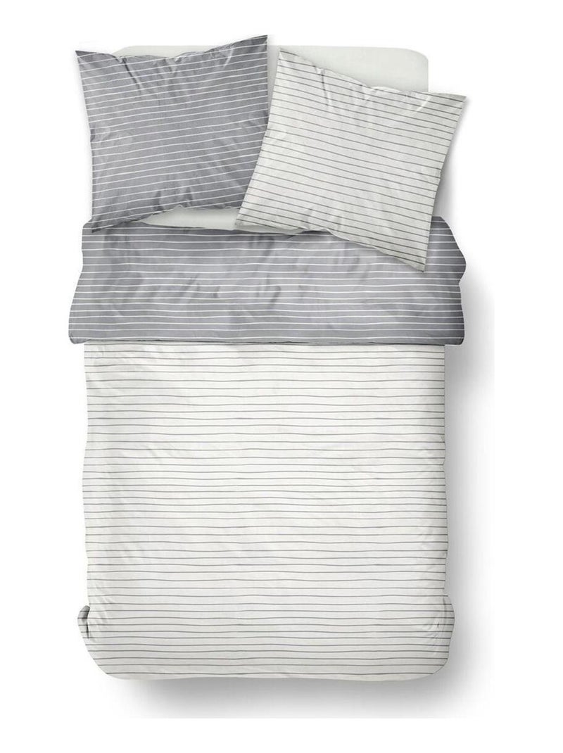 Parure de lit imprimé Rayures CRAZY JOY Gris - Kiabi