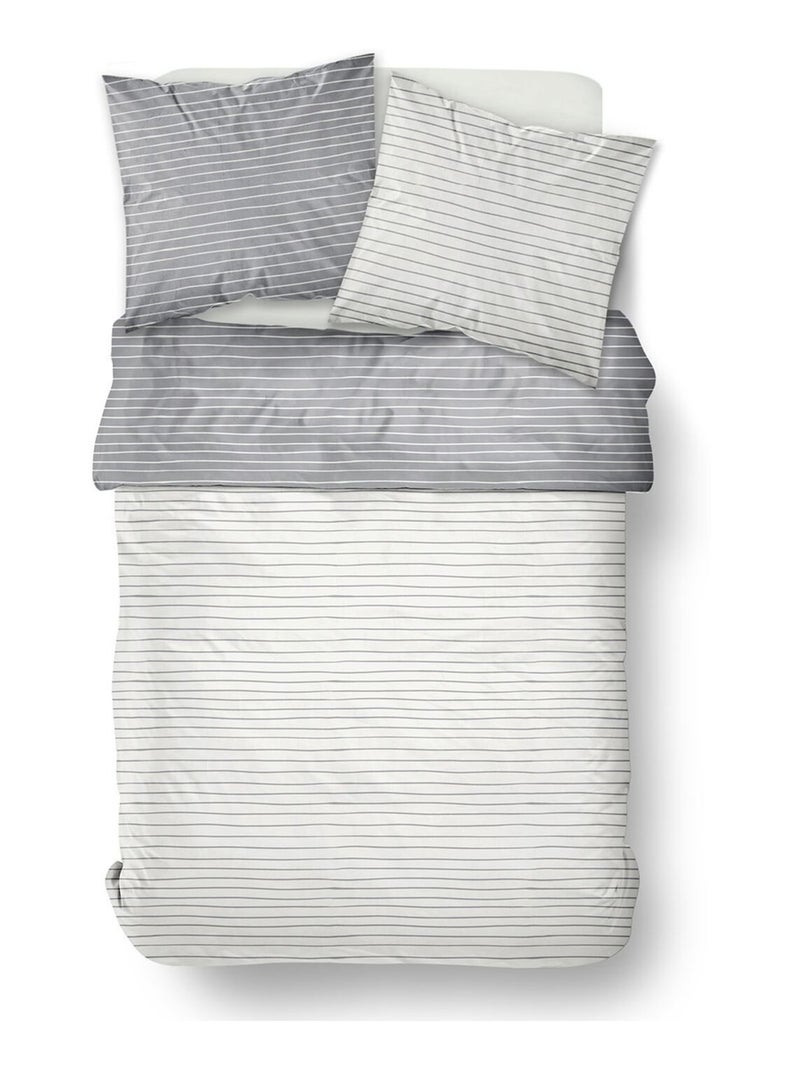 Parure de lit imprimé Rayures CRAZY JOY Gris - Kiabi