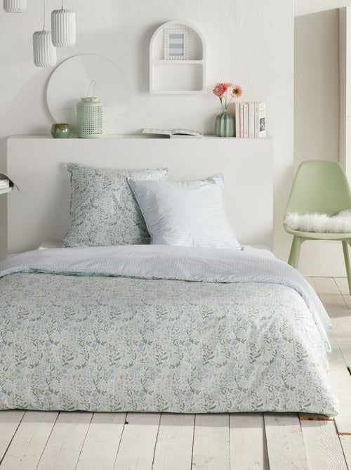 Parure de lit imprimé réversible vichy - 2 personnes - Kiabi