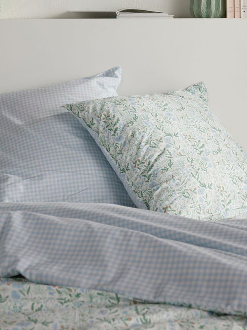 Parure de lit imprimé réversible vichy - 2 personnes - Kiabi