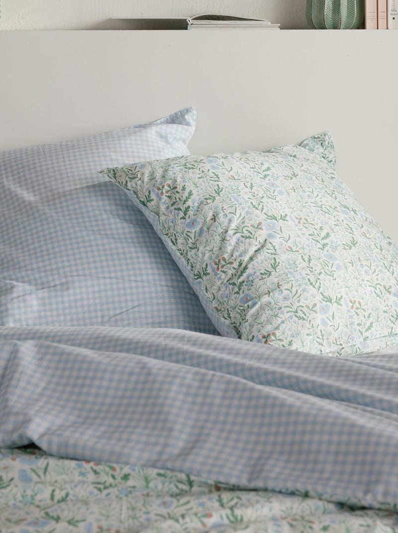 Parure de lit imprimé réversible vichy - 2 personnes Vert - Kiabi