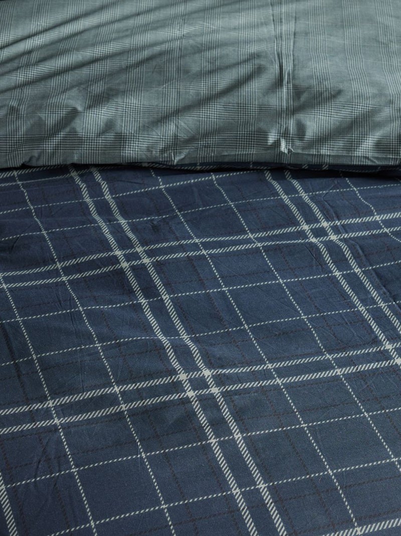 Parure de lit imprimé Tartan - 2 personnes Bleu - Kiabi