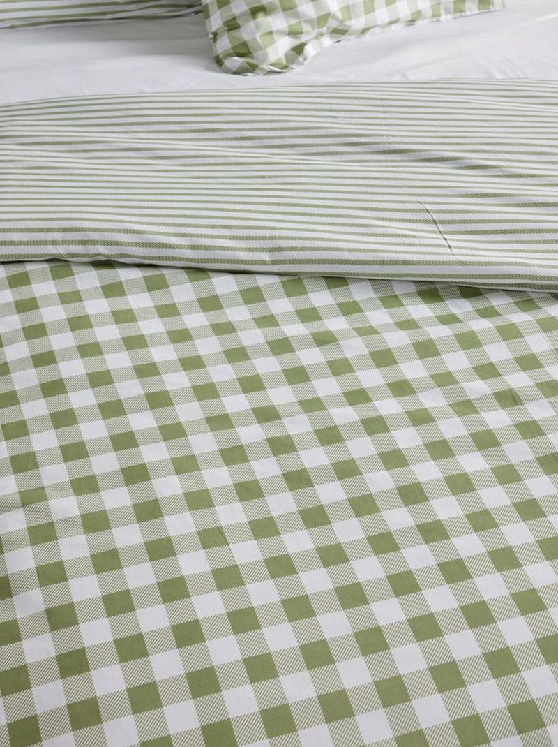 Parure de lit imprimé vichy réversible - 2 personnes Gris - Kiabi
