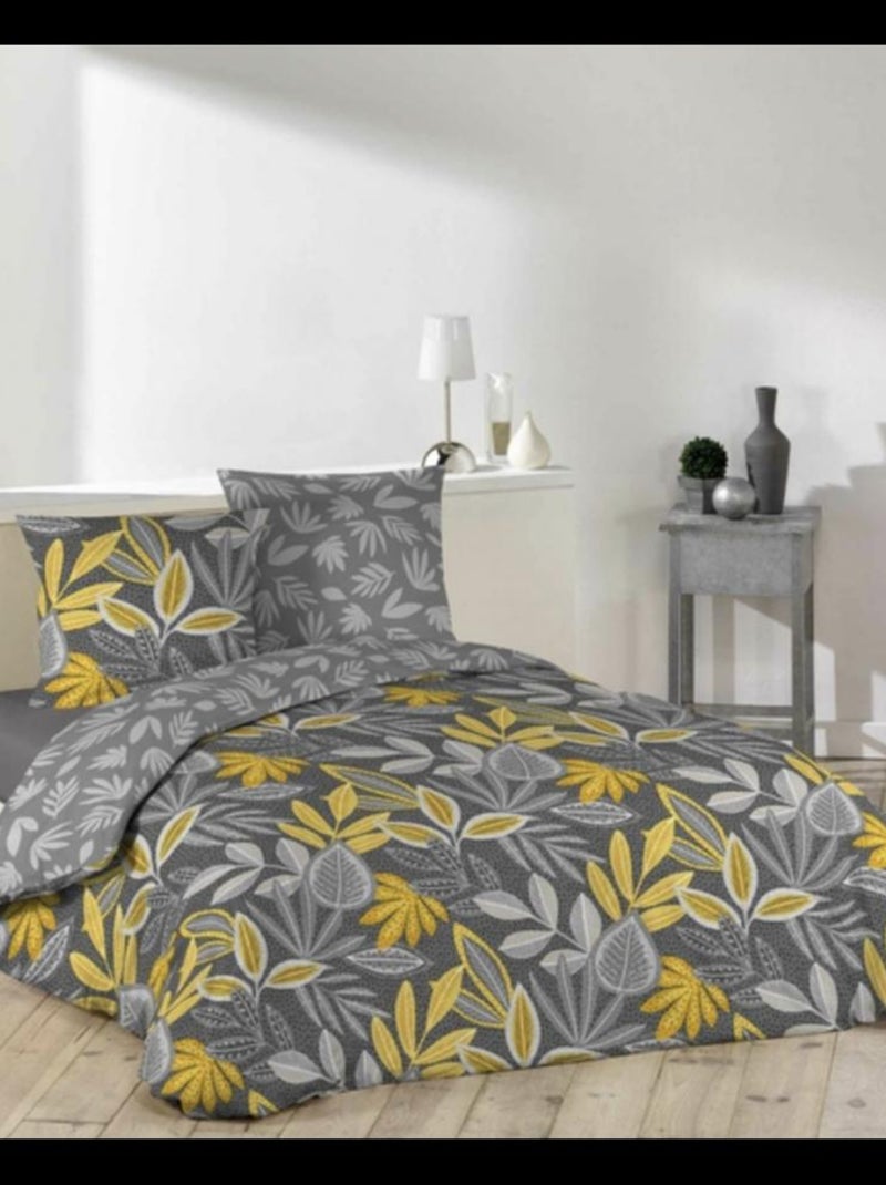Parure de lit Imprimé Woody 240x220 Housse de couette + Taies d'oreiller Gris - Kiabi