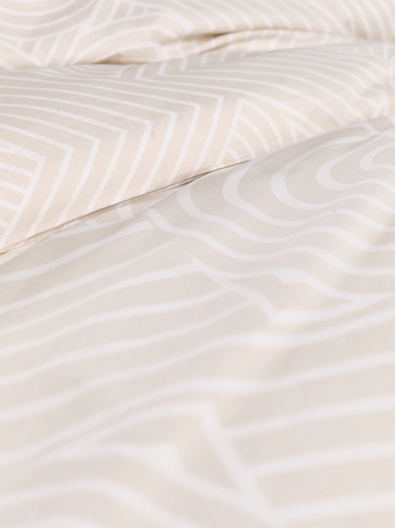 Parure de lit imprimée - 2 personnes Beige - Kiabi