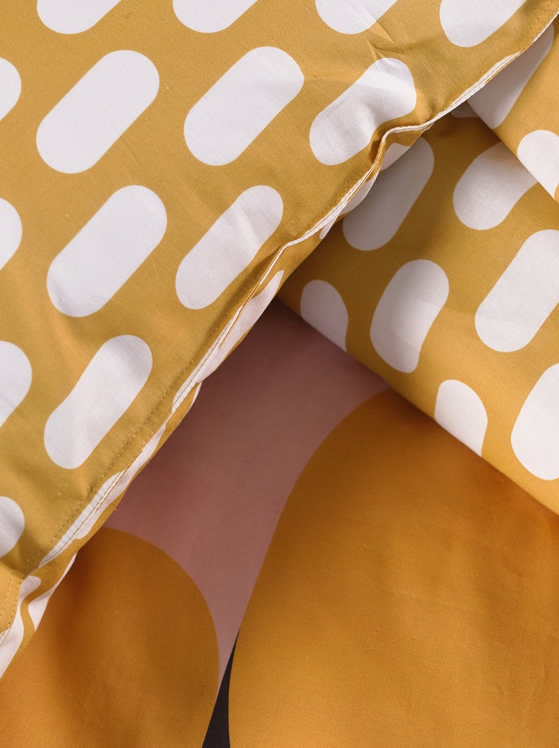 Parure de lit imprimée - 2 personnes Jaune/rose - Kiabi