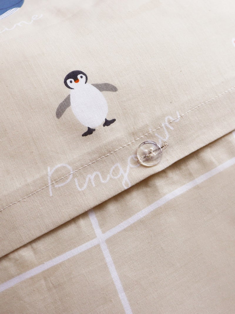 Parure de lit imprimée 100% coton, ANIMAUX DU MONDE Beige - Kiabi