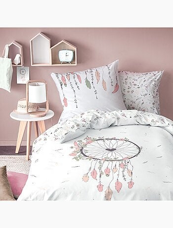 Parure de lit imprimée 100% coton, ATTRAPE COEUR