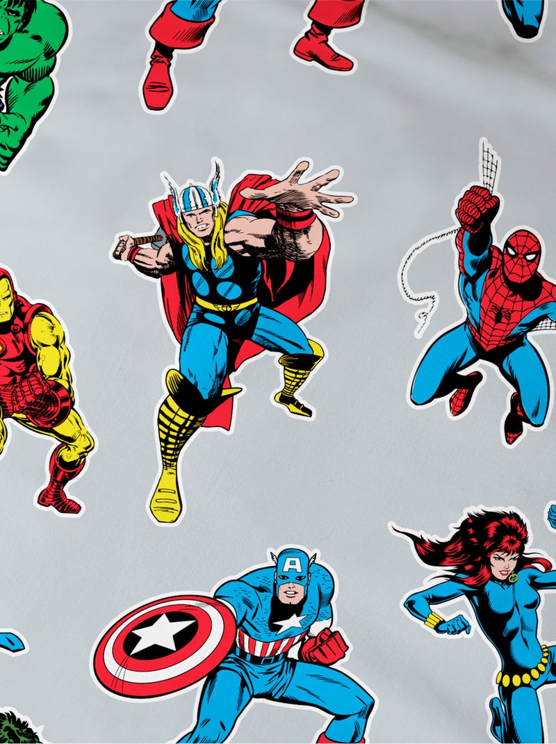 Parure de lit imprimée 100% Coton, AVENGERS HOME COMICS HEROES Gris - Kiabi