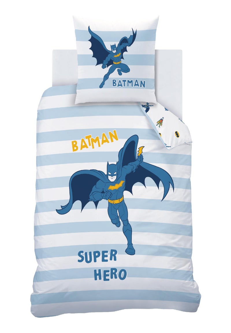 Parure de lit imprimée 100% coton, BATMAN TEAM Bleu - Kiabi