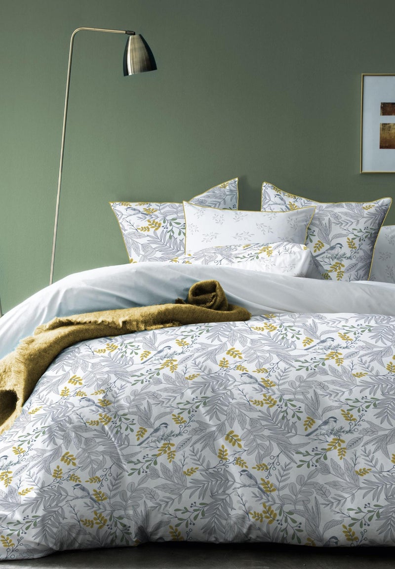 Parure de lit imprimée 100% coton, BIRD Blanc - Kiabi