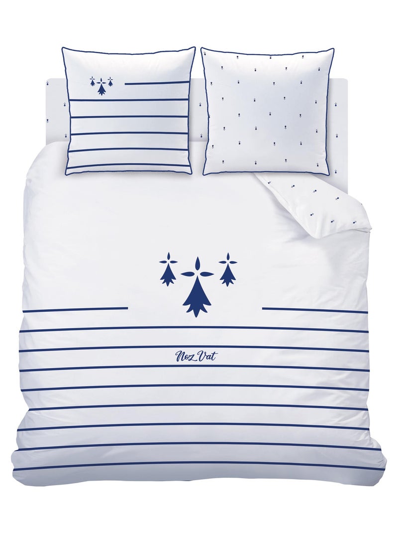 Parure de lit imprimée 100% coton, Bretagne BREIZH Blanc - Kiabi