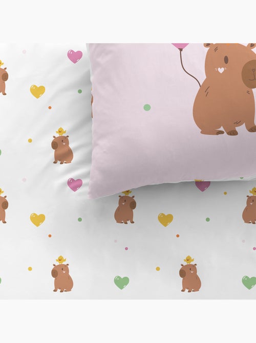 Parure de lit imprimée 100% coton, capybara - Kiabi Parure de lit imprimée 100% coton, capybara - Kiabi