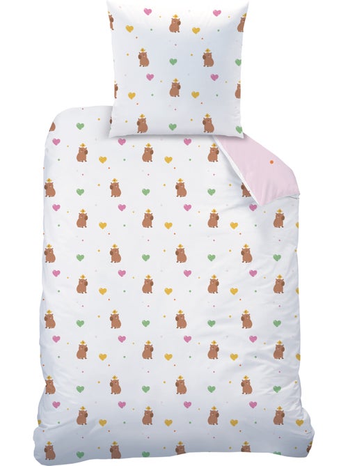 Parure de lit imprimée 100% coton, capybara - Kiabi Parure de lit imprimée 100% coton, capybara - Kiabi