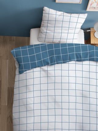 Parure de lit imprimée 100% coton, CHECKS