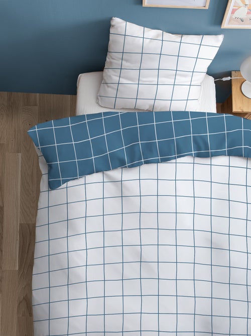 Parure de lit imprimée 100% coton, CHECKS - Kiabi