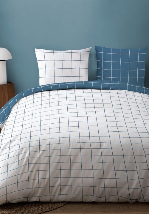 Parure de lit imprimée 100% coton, CHECKS - Kiabi