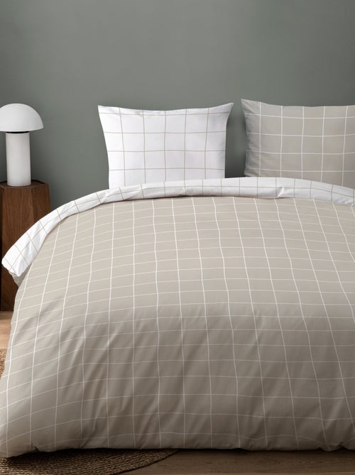 Parure de lit imprimée 100% coton, CHECKS - Kiabi