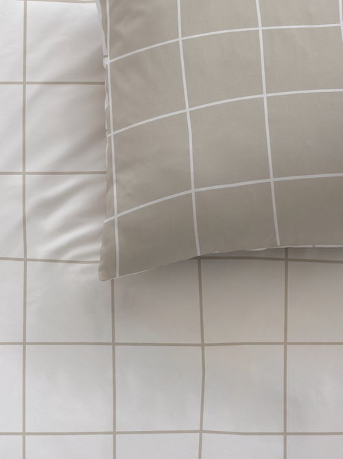 Parure de lit imprimée 100% coton, CHECKS - Kiabi