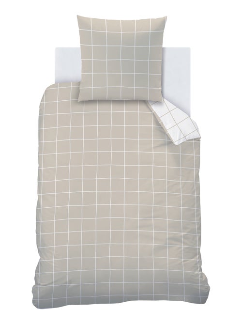 Parure de lit imprimée 100% coton, CHECKS - Kiabi