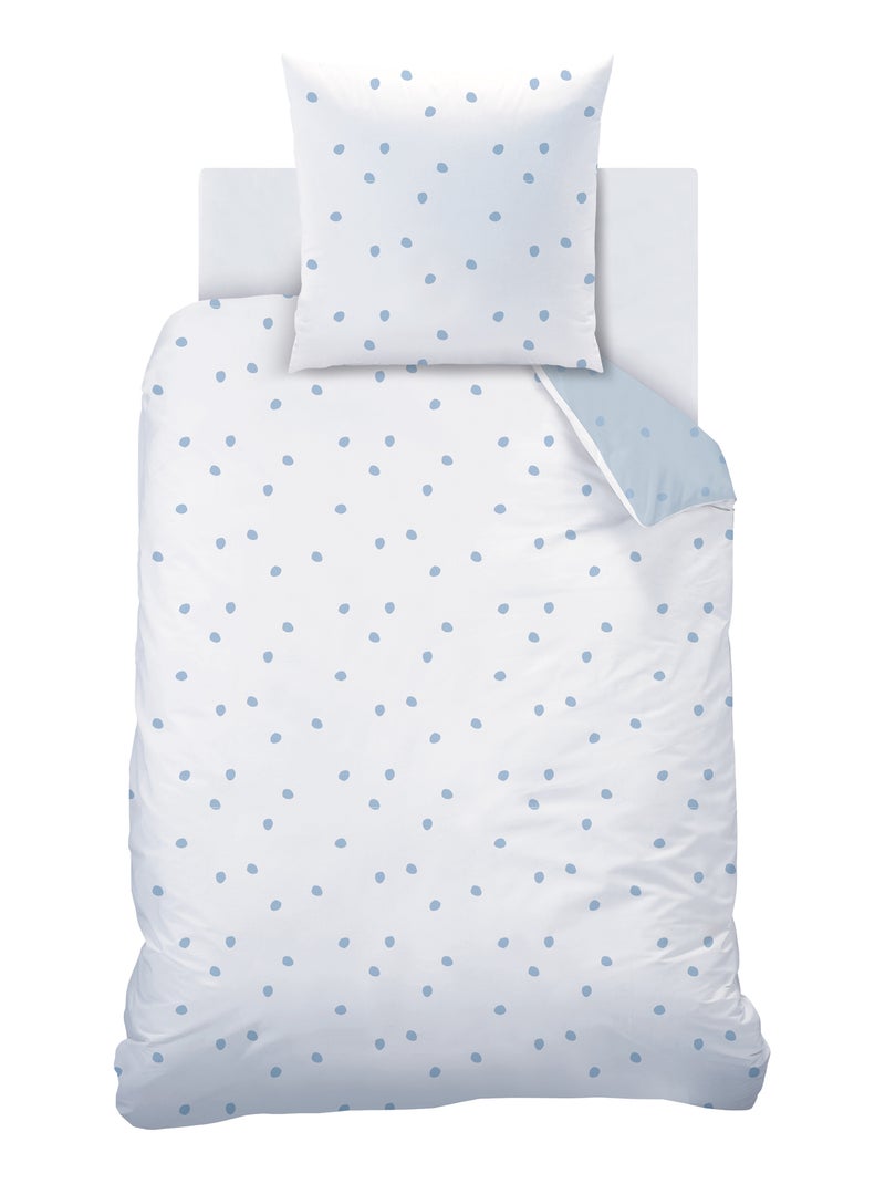Parure de lit imprimée 100% coton, CUMULUS Bleu Blanc - Kiabi