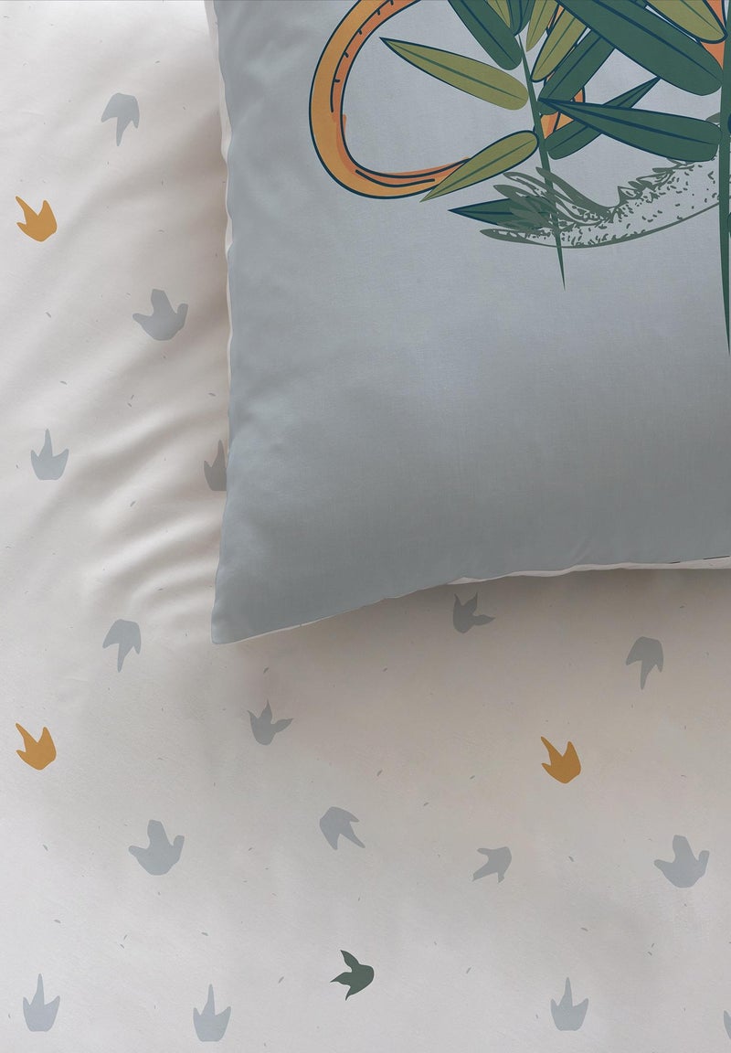 Parure de lit imprimée 100% coton, DINO JUNGLE Gris - Kiabi
